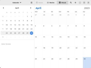 Abbildung 3: Die Oberfläche von Gnome Kalender wirkt sehr aufgeräumt.