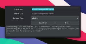 Abbildung 5: Waydroid muss zun&auml;chst heruntergeladen werden. Der anschlie&szlig;ende Startversuch in einer Wayland-Sitzung misslang zun&auml;chst.