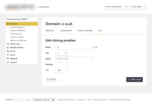 Abbildung 5: Welche DNS-Einträge Sie zu Ihrer Domain hinzufügen müssen, zeigt die YunoHost-Systemdiagnose an, wenn Sie unter <span class="ui-element">DNS-Einträge</span> auf <span class="ui-element">Details</span> klicken.