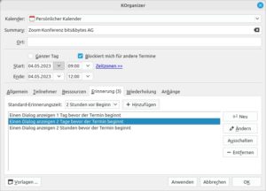 Abbildung 7: Termine lassen sich in Korganizer detailliert erfassen.