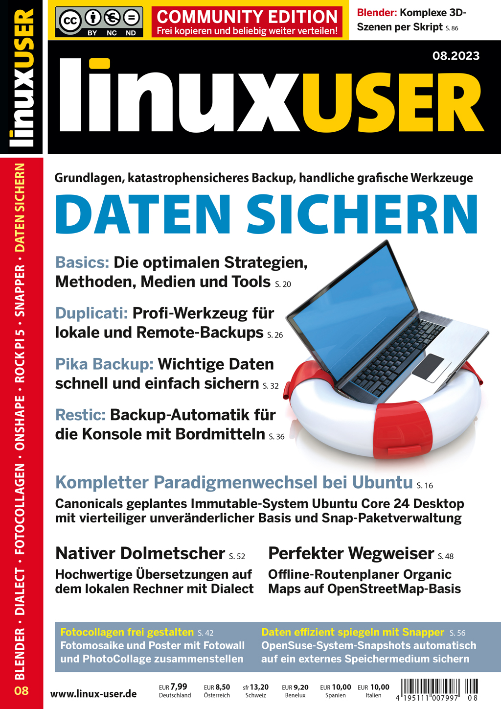 Heftcover LinuxUser Community Edition 08/2023