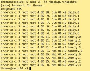Abbildung 1: In meinem Fall legt Rsnapshot alle sechs Stunden zur Minute&nbsp;42 ein Backup an.