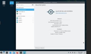 Abbildung 2: Suse h&auml;ngt Red&nbsp;Hat etwas hinterher. OpenSuse MicroOS, hier mit KDE Plasma, soll als Basis f&uuml;r die Adaptable Linux Platform dienen.