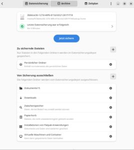 Abbildung 3: Als letzten Schritt vor der ersten Sicherung legen Sie die Quelle fest; voreingestellt ist das Heimatverzeichnis. Im Abschnitt darunter schlie&szlig;en Sie Dateien und Verzeichnisse vom Backup aus.