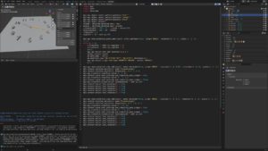 Abbildung 3: Blender mit der vollst&auml;ndig konstruierten Uhr im aktivierten Scripting-Workspace.