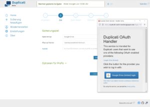 Abbildung 6: Sie authentifizieren sich von Duplicati aus gegen&uuml;ber Google Drive durch das Erstellen einer AuthID, die automatisch in das daf&uuml;r vorgesehene Feld kopiert wird. Nun steht der Sicherung nichts mehr im Weg.