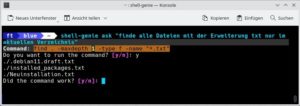 Abbildung 2: Pr&auml;zise Fragestellung ist wichtig. Erst nach Hinzuf&uuml;gen des W&ouml;rtchens "nur" enthielt der resultierende Befehl die Einschr&auml;nkung <code>-maxdepth 1</code> auf das aktuelle Verzeichnis.