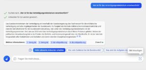 Abbildung 2: Bing Chat kennt, anders als Google Bard, den Namen des aktuellen Verteidigungsministers.