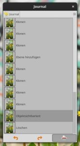 Abbildung 2: &Uuml;ber den Dialog <span class="ui-element">Journal</span> springen Sie zu einem beliebigen Bearbeitungsstand. Er l&auml;sst sich im Dock verankern oder als Einzeldialog &uuml;ber den Men&uuml;punkt <span class="ui-element">Diesen Reiter konfigurieren</span>&nbsp;| <span class="ui-element">Reiter l&ouml;sen</span> nutzen.