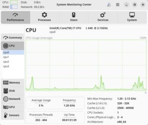 Abbildung 2: Beim Aufruf der verschiedenen Kategorien zeigt die Software Detailinformationen zur jeweiligen Komponente.