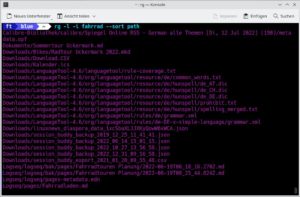Abbildung 3: Wenn Sie wissen m&ouml;chten, in welchen Dateien der Suchbegriff steckt, liefert Ihnen die Option <code>-l --sort path</code> das Resultat alphabetisch sortiert.