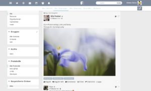 Abbildung 3: Die Standard-Bedienoberfläche von Friendica erinnert an frühere Facebook-Versionen.