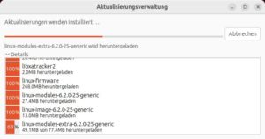 Abbildung 4: Die Detailansicht zeigt, welches Paket Ubuntu gerade herunterlädt.