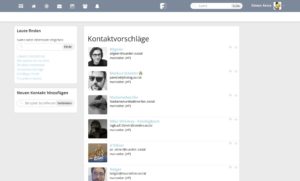 Abbildung 4: Als neue Kontakte schlägt Ihnen Friendica zumeist Konten vor, die mit Ihren bereits vorhandenen Kontakten in Verbindung stehen.