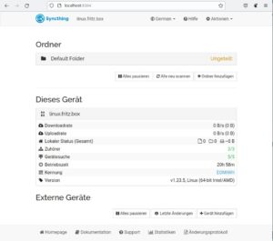 Abbildung 4: Syncthing bringt eine ausgefeilte und letztlich einfach zu bedienende Web-Konfigurationsoberfl&auml;che mit.
