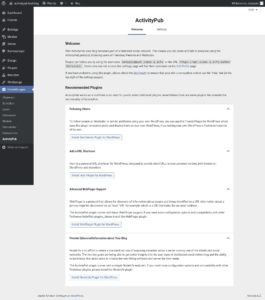Abbildung 6: Der Entwickler des WordPress-Plugins Activitypub empfiehlt mehrere weitere Plugins, um möglichst viele Funktionen eines richtigen Fediverse-Kontos nutzen zu können.