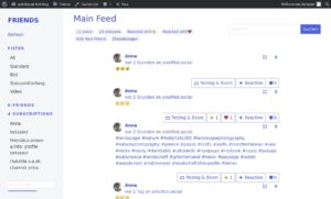Abbildung 7: Auf der <span class="ui-element">Friends</span>-Seite von WordPress sehen Sie die Meldungen der Konten, denen Sie folgen, und können diese liken und boosten.