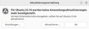 Abbildung 9: Klicken Sie in diesem Hinweis auf <span class="ui-element">Aktualisieren</span>, um ein Distributions-Upgrade anzustoßen.