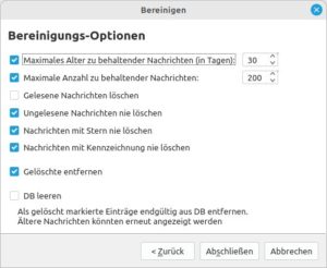 Abbildung 13: QuiteRSS bietet Optionen zum automatischen Entfernen obsoleter Nachrichten.