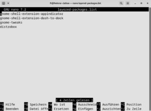 Abbildung 4: Das Attribut <code>layered</code> bezeichnet Apps oder Erweiterungen, die Ublue nicht als Flatpak oder per Distrobox installiert, sondern mittels RPM-OSTree direkt ins Root-Dateisystem befördert. Auch diese Liste können Sie anpassen.