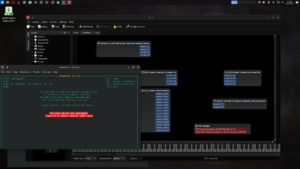 Abbildung 4: Im aktuellen Ubuntu Studio erscheinen alle Anschl&uuml;sse des DLZ. Allerdings l&auml;dt jeder Versuch, sie zu verbinden, den Alsa-Treiber neu. Dadurch verweigert der Alsamixer (links im Bild) ratlos den Dienst.