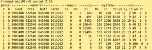 Abbildung 5: Vmstat liefert unter anderem die Anzahl der I/O-Transaktionen.