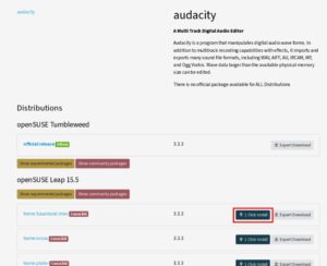 Abbildung 5: Mit etwas Nachhilfe lässt sich Audacity 3.3.3 in Leap aus dem Repository <span class="ui-element">home:Sauerland:mixx</span> installieren.