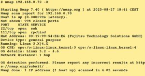 Abbildung 5: Mit Nmap prüfen Sie bei einem Host nicht nur, welche Ports offenstehen, sondern ermitteln bei Bedarf zusätzlich das Betriebssystem.