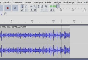 Abbildung 6: Lässt sich die schwarze vertikale Aufnahmemarke in Audacity nicht setzen oder bewegen, dann liegt der Eingabefokus nicht auf den Spuren. Ein entsprechender Mausklick sorgt für Abhilfe.