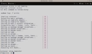 Abbildung 8: Um mit Distrobox Anwendungen anderer Paketmanager zu installieren, setzen Sie zun&auml;chst einen leeren Container auf, den wir in unserem Fall <code>archie</code> getauft haben und in dem wir Pakete aus Arch Linux installieren.
