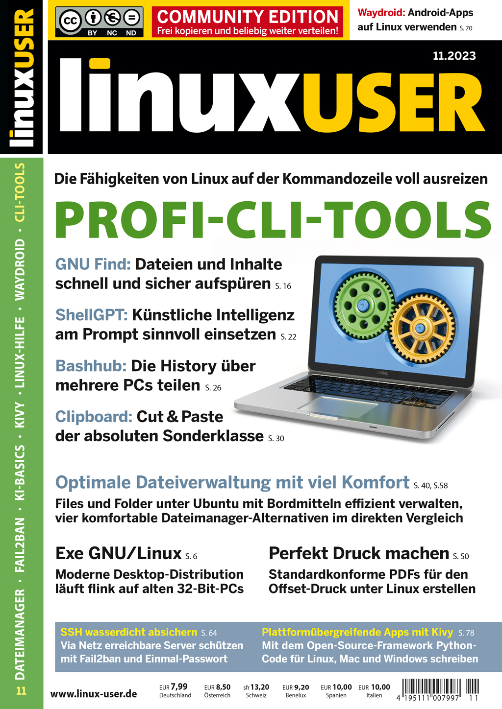 Heftcover LinuxUser Community Edition 11/2023