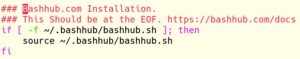 Abbildung 2: W&auml;hrend der Installation wurde am Ende der Datei <code>.bashrc</code> dieser Eintrag erzeugt.