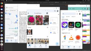 Abbildung 4: Im Multi Windows Mode zeigt Waydroid alle Android-Apps im Hochformat an.
