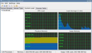 Abbildung 5: Vorbildlich sparsam geht Exe GNU/Linux mit den vorhandenen Ressourcen um.