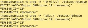 Abbildung 1: Grep nach Ziffern liefert beispielsweise die Release-Nummern von Debian-Maschinen.