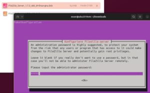 Abbildung 2: Bereits beim Einspielen des DEB-Pakets unter Ubuntu oder Debian setzen Sie ein Administratorpasswort f&uuml;r Filezilla Server.