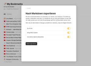 Abbildung 4: Aus Ihrem Space lassen sich Daten in verschiedenen Formaten im- und exportieren. Der Export eignet sich auch als Backup bei Anytype-Instanzen ohne Netzzugang.