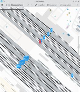 Abbildung 4: Dank der Kartenansicht in KDE Itinerary finden Sie sich auch in fremden Bahnhöfen schnell zurecht.