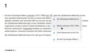 Abbildung 6: Mit Verweisen vernetzen Sie Ihre Notizen untereinander.