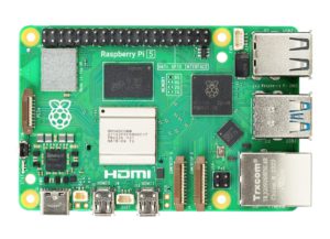 Abbildung 1: Der Raspberry&nbsp;Pi&nbsp;5 &uuml;berzeugt nicht nur durch starke Leistung, sondern auch durch neue, sinnvolle Features. Allerdings ist er momentan nur zu Mondpreisen zu haben. Quelle: Raspberry&nbsp;Pi Foundation