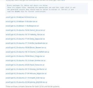 Abbildung 2: Aus der Liste auf der Homepage des Projekts m&uuml;ssen Sie zun&auml;chst das passende Paket ausw&auml;hlen.