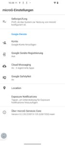 Abbildung 3: In den Einstellungen von microG k&ouml;nnen Sie unter anderem ein Google-Konto angeben und die Ger&auml;teregistrierung aktivieren. F&uuml;r ein mit allen Apps funktionierendes Messaging ist microG unabdingbar.