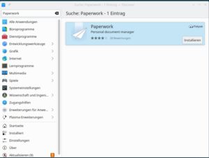 Abbildung 3: Flatpak-Pakete wie Paperwork lassen sich im KDE-Store Discover und über Gnome Software direkt installieren.
