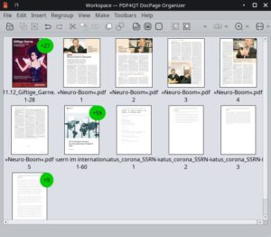 Abbildung 5: Der DocPage Organizer rearrangiert die Seiten eines PDFs. Das Gruppieren von ansonsten unveränderten Seiten erleichtert die Übersicht.