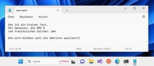 Abbildung 5: Für neue Textdateien setzt Notepad auf den Windows-Standard für Zeilenumbrüche (CR LF).