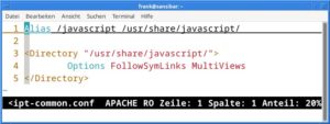 Abbildung 5: Vim hebt zusätzlich die Syntax in Konfigurationsdateien mit hervor.