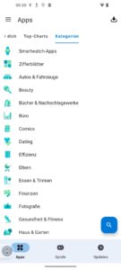 Abbildung 7: Wir empfehlen die separate Installation von Aurora Store und F-Droid f&uuml;r eine angenehmere Handhabung. Hier sind die Kategorien beim Aurora Store zu sehen.