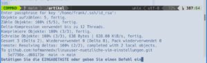 Abbildung 9: Das Aufrufen von Git-Kommandos in Vim funktioniert, ohne dabei den Editor zu verlassen.