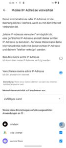 Abbildung 11: Auch die IP-Adresse, unter der sich das Murena&nbsp;2 mit dem Internet verbindet, l&auml;sst sich via VPN verschleiern.