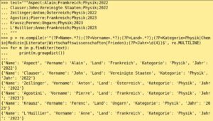 Abbildung 2: Die Named Groups lassen sich nach dem Ausgeben in Python weiterverarbeiten.